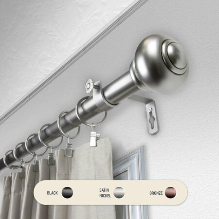 KD ENCIMERA 1 in. Dani Curtain Rod with 66 to 120 in. Extension, Satin Nickel KD3733766